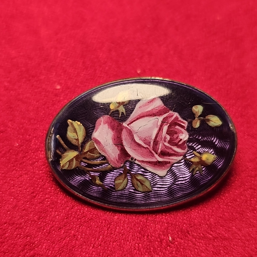 Guilloche Rose Brooch